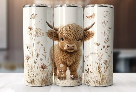 Download Cute Highland Cow Wildflower Tumbler PNG - Tumbler png Collection