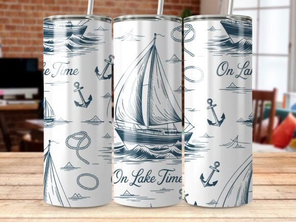 Download On Lake Time Nautical Tumbler Wrap PNG - Premium Bundle