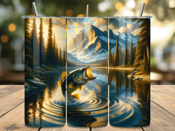Download Serene Mountain Lake Fishing Tumbler PNG - Tumbler png Collection