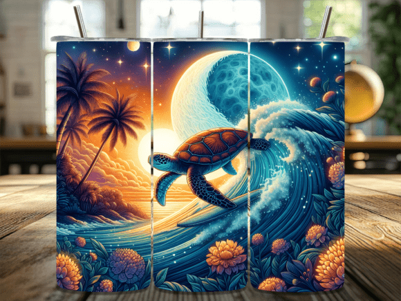 Download Majestic Turtle Sunset Swim Tumbler PNG - Tumbler png Collection
