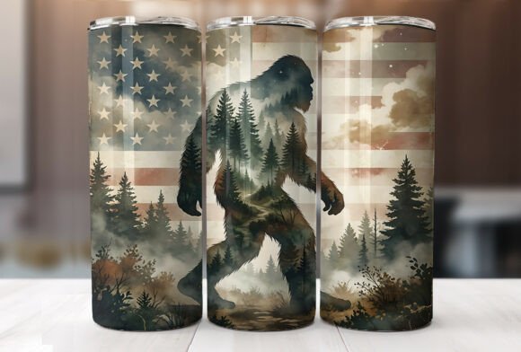 Download Bigfoot Forest American Flag Tumbler PNG - Tumbler png Collection