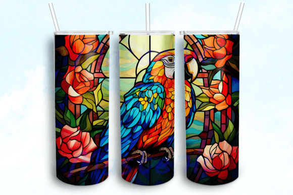 Download Stained Glass Parrot Tumbler PNG - Tumbler png Collection