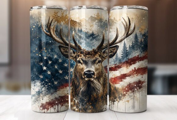 Download Patriotic Deer American Flag Tumbler PNG - Tumbler png Collection