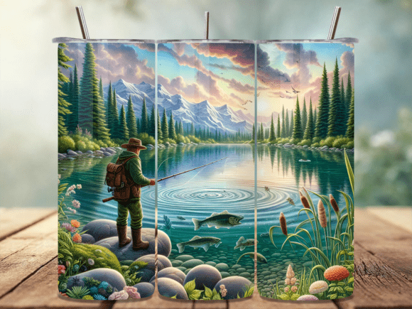 Download Scenic Mountain Lake Fishing Tumbler PNG - Tumbler png Collection
